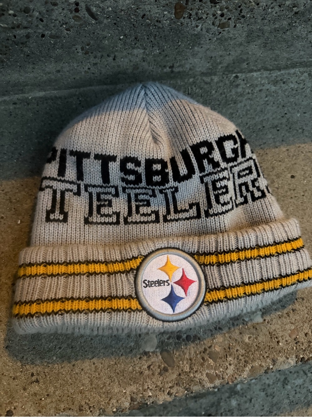 New Era Pittsburgh Steelers Gray Knit Beanie with Yellow Accents